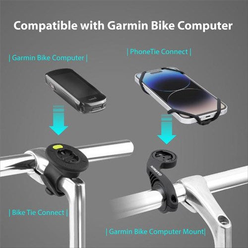 Bone Bike Tie Connect Kit 2 - For Stem Garmin Mount - Fits Smartphone 4.7 - 7.2 Inch - Black